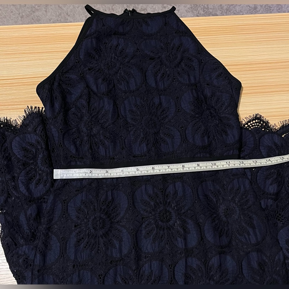 Banana Republic Lace Sheath Dress Petite 00P Navy Black Floral Cocktail Holiday - Picture 12 of 12